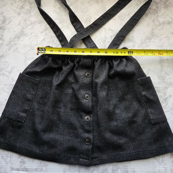 Zara Kids Black Pinafore Suspender Skirt With Pockets & Buttons Size 11/12 - Picture 3 of 6